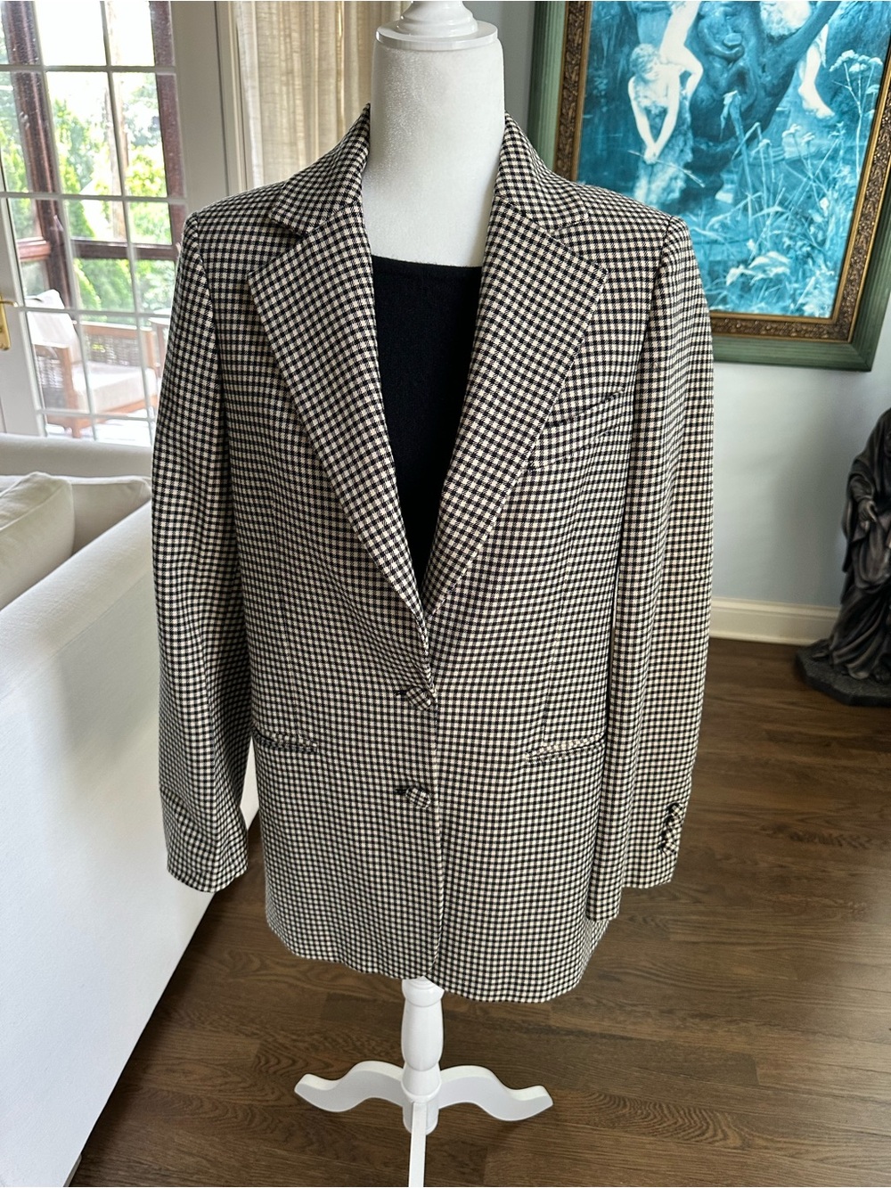 Zara Black & White Houndstooth Shirt Jacket